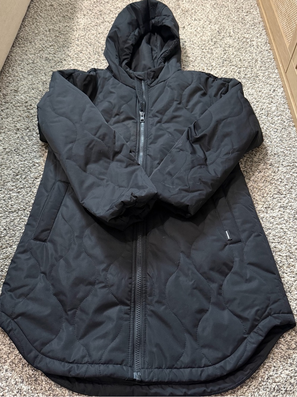 Mondetta Girls Medium 10/12 Black Quilted Hooded Puffer Jacket